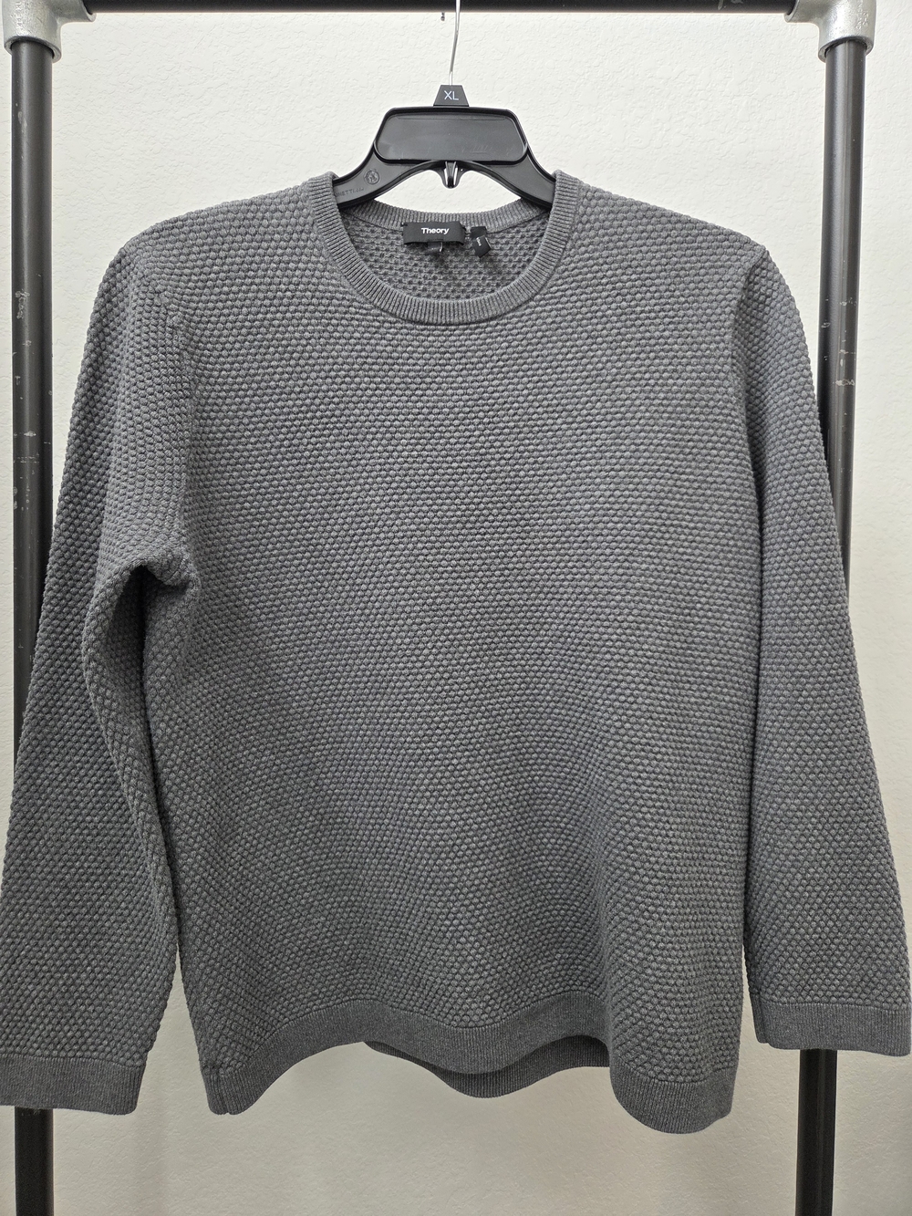 Theory Men's Gray Textured Crewneck Sweater 100% Cotton XL See Descripton Casual